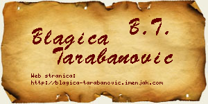 Blagica Tarabanović vizit kartica